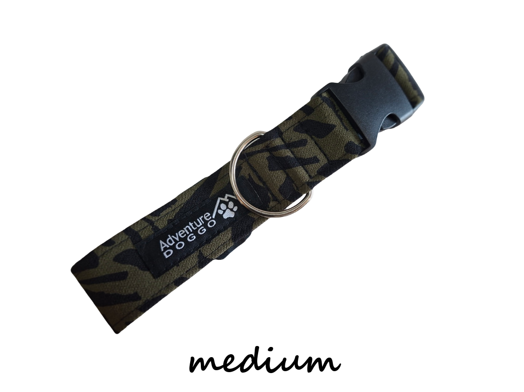 Jungle Army Dress Collar. Size medium. Shown clasped.